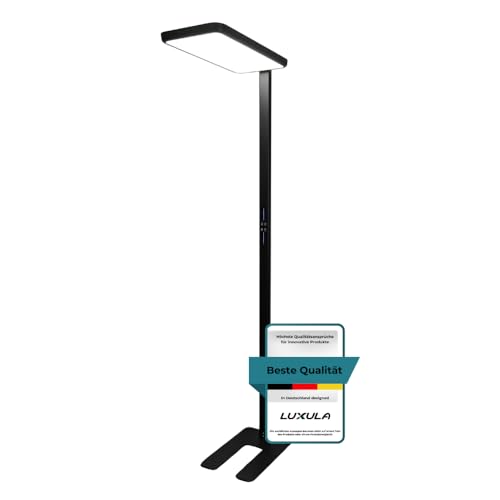 LUXULA LED Büro Stehleuchte, dimmbar, CRI>98 Vollspektrum, UGR<16 blendfrei, RG0 Blaulichtfilter, 4000K Neutralweiß, 2x 50W Uplight und Downlight, 7000lm, schwarz - Arbeitsplatz Stehlampe Deckenfluter LUXULA LED Büro Stehleuchte, dimmbar, CRI>98 Vollspektrum, UGR<16 blendfrei, RG0 Blaulichtfilter, 4000K Neutralweiß, 2x 50W Uplight und Downlight, 7000lm, schwarz - Arbeitsplatz Stehlampe Deckenfluter von LUXULA