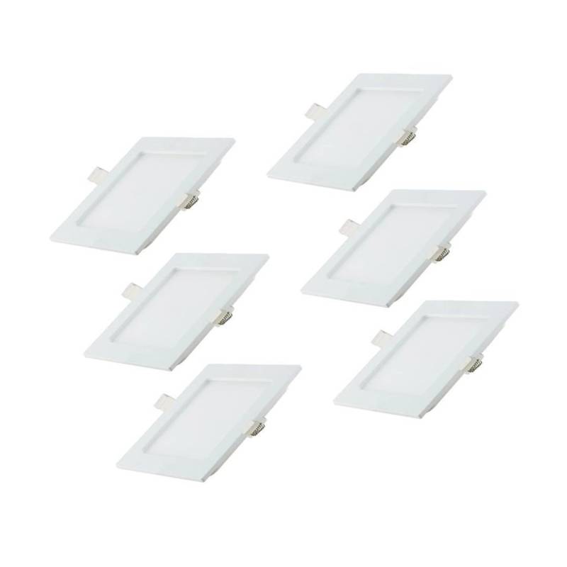 LUXULA LED Downlight Einbauspot 6er Set 6x6W 525lm CCT 3000K 4000K 6000K Einbauleuchte IP44 Quadratisch Weiß von LUXULA