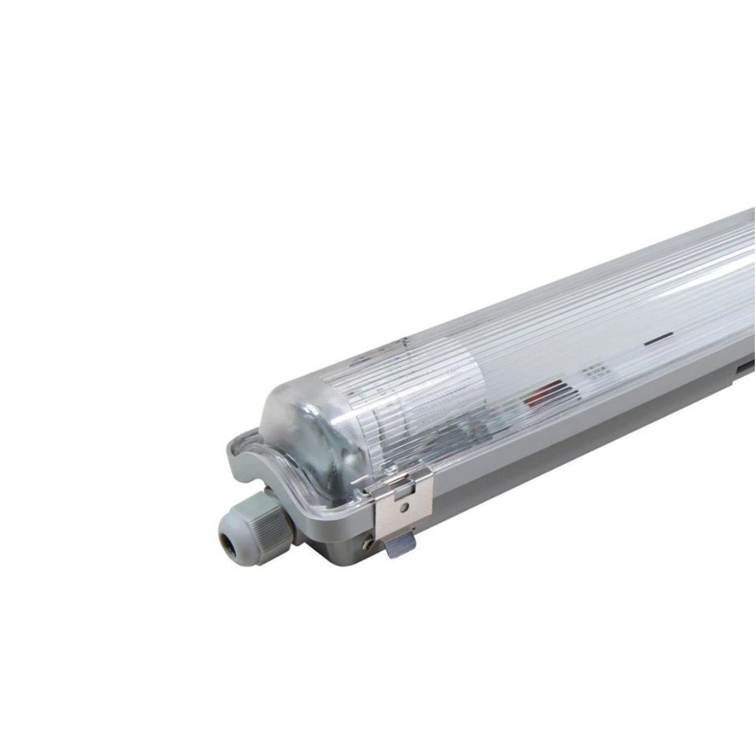 LUXULA LED Feuchtraum Wannenleuchte 1x 22W LED-Röhre T8 G13 150cm 2200Lm Neutralweiß IP65 IK08 Grau von LUXULA
