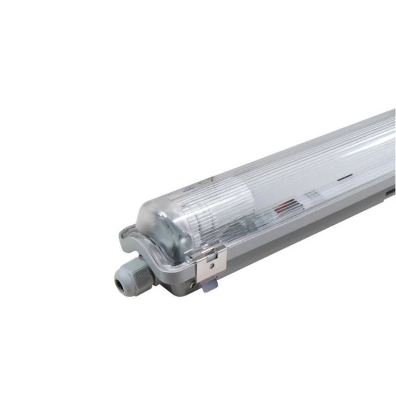 LUXULA LED Feuchtraum Wannenleuchte 1x 22W LED-Röhre T8 G13 150cm 2200Lm Neutralweiß IP65 IK08 Grau von LUXULA