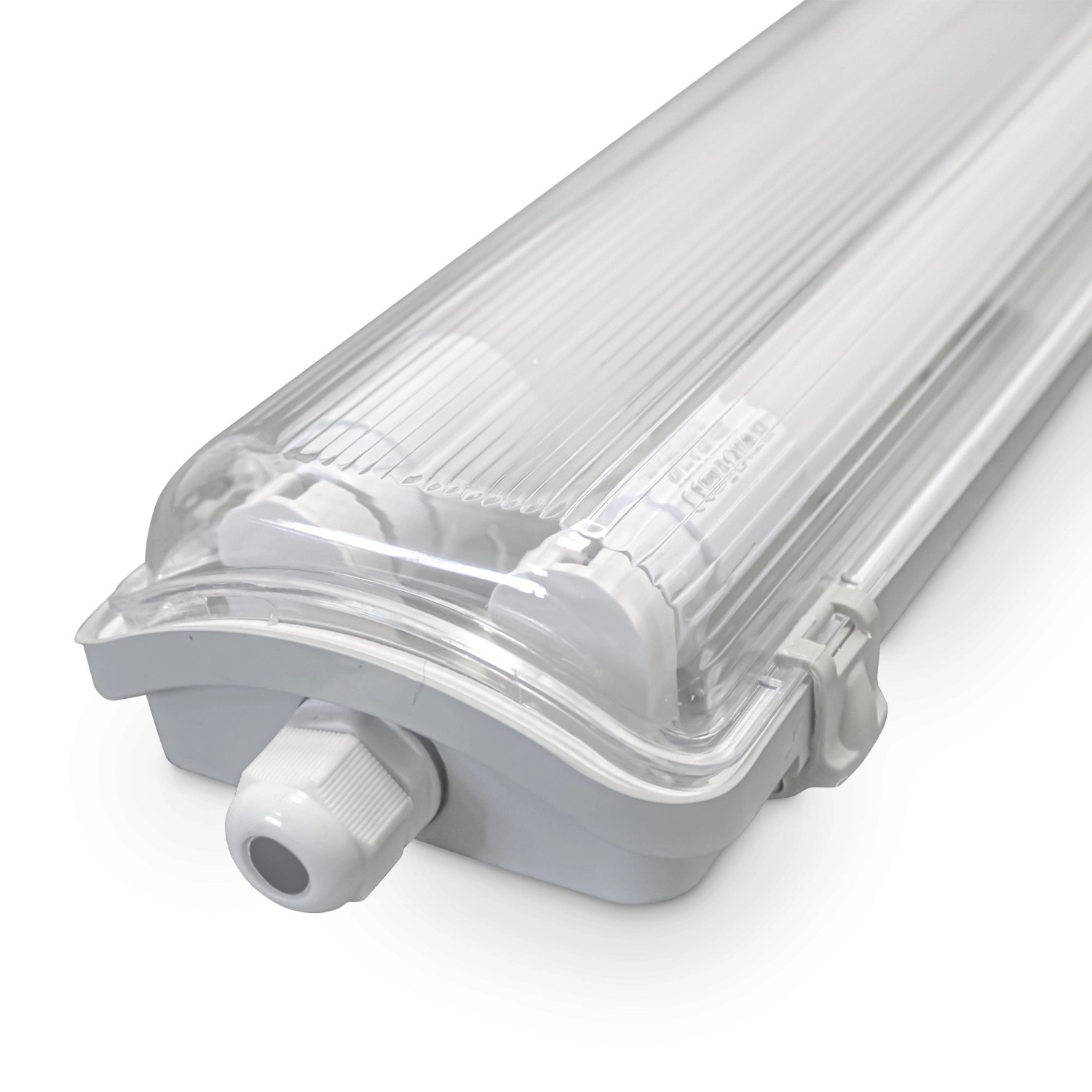 LUXULA LED Feuchtraum Wannenleuchte 2x 18W LED-Röhre T8 G13 120cm 3600Lm Neutralweiß IP65 IK08 Grau von LUXULA