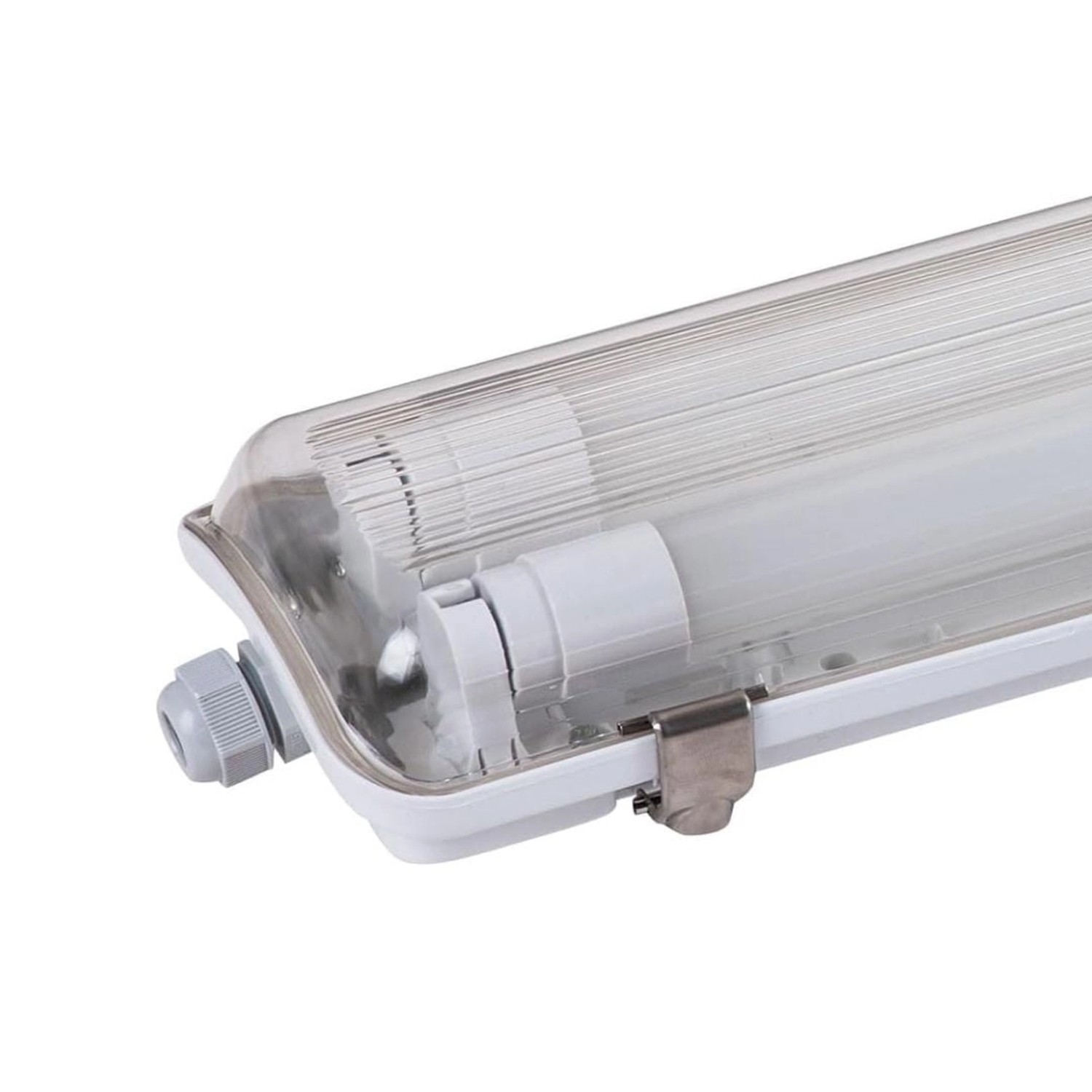 LUXULA LED Feuchtraum Wannenleuchte 2x 22W LED-Röhre T8 G13 150cm 4400Lm Neutralweiß IP65 IK08 Grau von LUXULA