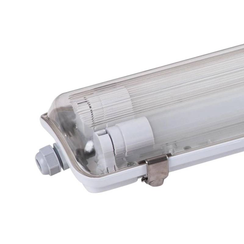 LUXULA LED Feuchtraum Wannenleuchte 2x 22W LED-Röhre T8 G13 150cm 4400Lm Neutralweiß IP65 IK08 Grau von LUXULA
