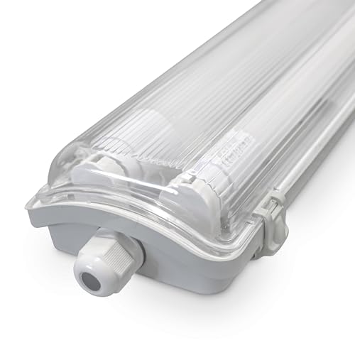 LUXULA LED Feuchtraumleuchte mit 2x18 Watt T8 LED-Röhren - 120cm 3600lm 4000K Neutralweiß - durchschleifbar - IP65 IK08 Wannenleuchte Werkstatt Keller Garage LUXULA LED Feuchtraumleuchte mit 2x18 Watt T8 LED-Röhren - 120cm 3600lm 4000K Neutralweiß - durchschleifbar - IP65 IK08 Wannenleuchte Werkstatt Keller Garage von LUXULA
