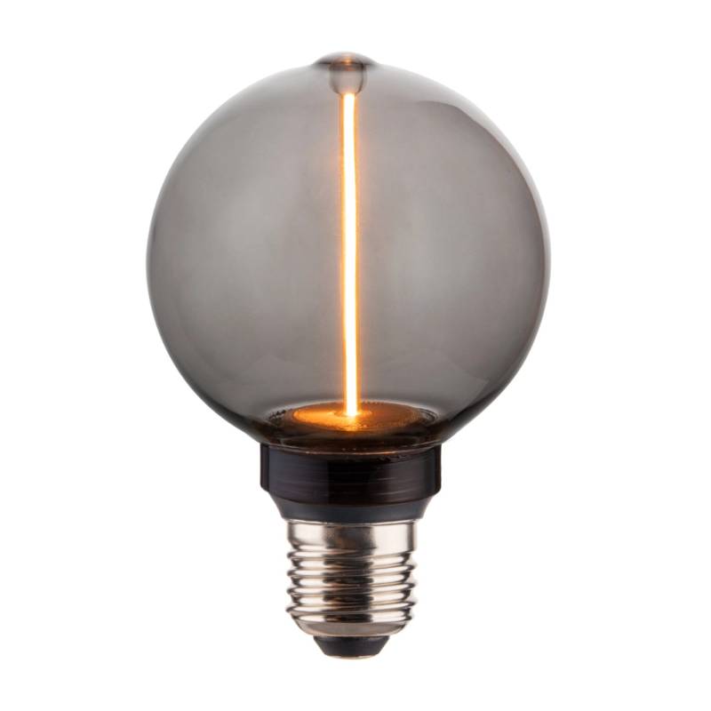 LUXULA LED Filament Leuchtmittel LINE Smoke Globe E27 Dimmbar Warmweiß Rauchglas Kugellampe von LUXULA