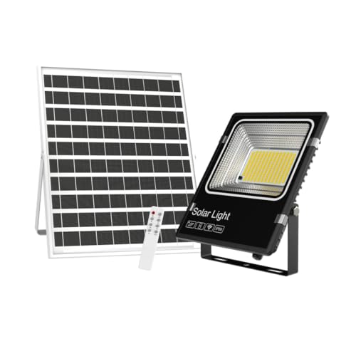 LUXULA LED Fluter Flutlichtstrahler mit Solarpanel Akku Fernbedienung Dämmerungssensor - 6W PV 700lm 6500K Kaltweiß Tageslicht - Außenleuchte Wandleuchte IP66 wasserdicht wetterfest von LUXULA