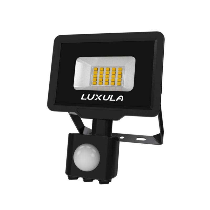 LUXULA LED Fluter mit Bewegungsmelder 20W Strahler 3000K Warmweiß 2000lm Außenstrahler Schwarz IP65 von LUXULA