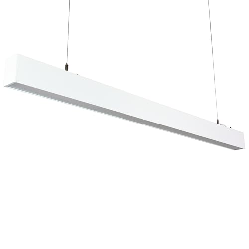 LUXULA LED Pendelleuchte 120 cm Weiß, 30W 3600lm, 3000-6500K einstellbar, Hängelampe Up & Down Aluminium, Blendfrei UGR<19, Deckenlampe als Büro- & Tresenleuchte, Esszimmerlampe hängend von LUXULA