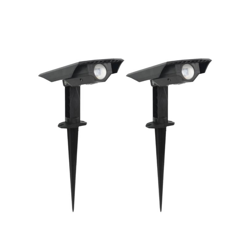 LUXULA LED Solar Gartenstrahler Spot 2er Set 2x 100lm 4000K Neutralweiß Erdspieß IP54 von LUXULA