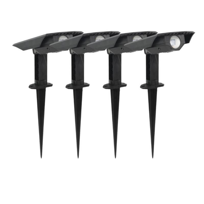 LUXULA LED Solar Gartenstrahler Spot 4er Set 4x 100lm 4000K Neutralweiß Erdspieß IP54 von LUXULA