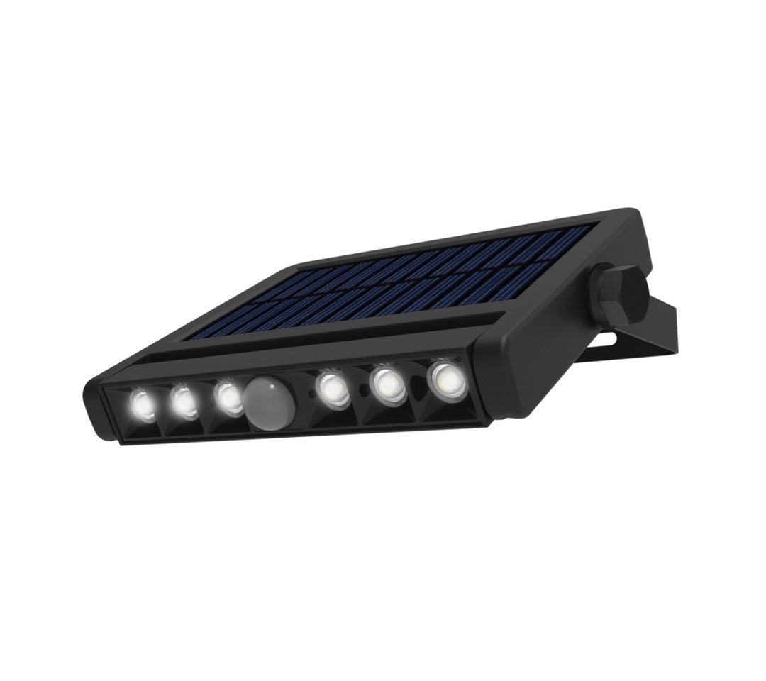 LUXULA LED Solarleuchte Solar Wandleuchte mit PIR-Sensor, 5W, 500lm, 6500K, IP54, schwenkbar, LED fest integriert, Tageslichtweiß, kaltweiß von LUXULA