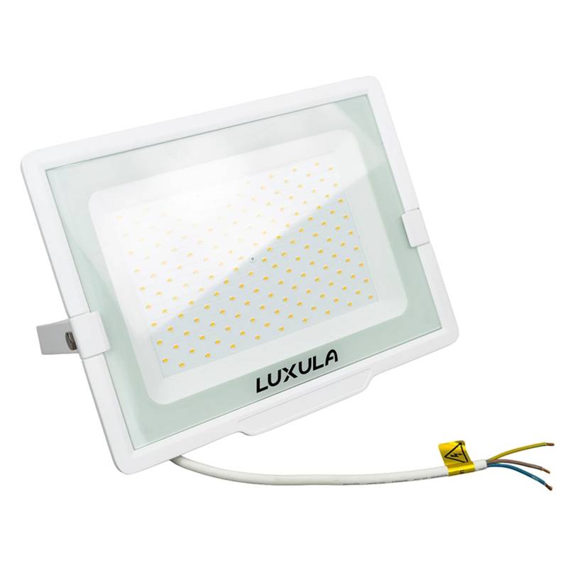 LUXULA LED Strahler 150W 15000lm Fluter 3000K Warmweiß Flutlichtstrahler Slim Design Außenstrahler IP65 Wetterfest und Robuster Baustrahler Weiß von LUXULA