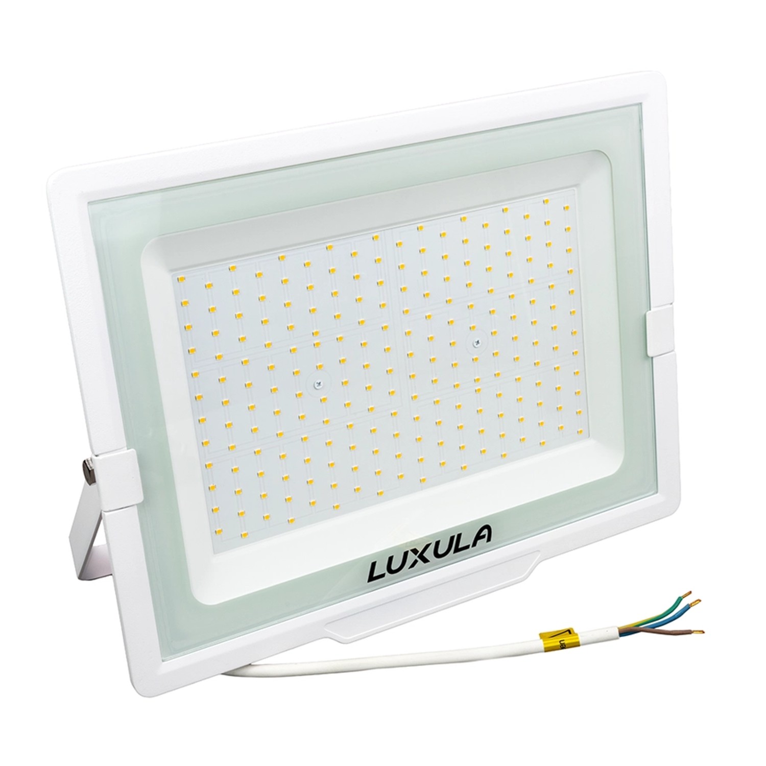 LUXULA LED Strahler 200W 20000lm Fluter 3000K Warmweiß Flutlichtstrahler Slim Design Außenstrahler IP65 Wetterfest und Robuster Baustrahler Weiß von LUXULA