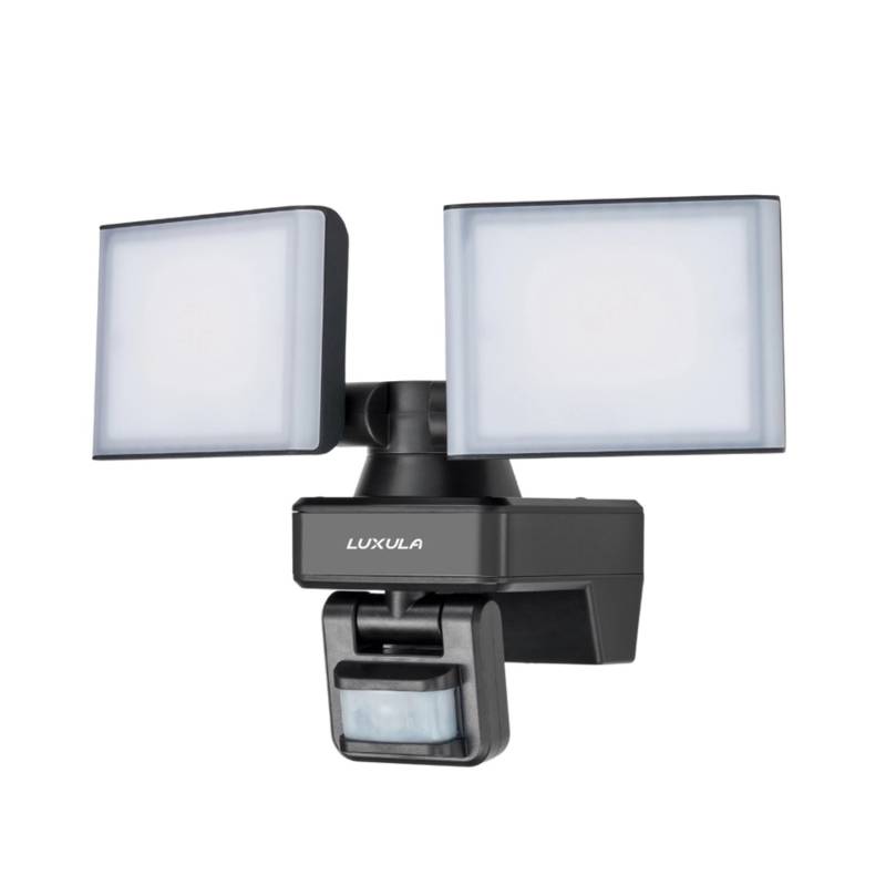 LUXULA LED Strahler Fluter 2x15W 3200lm 4000K Neutralweiß Bewegungsmelder 2 Köpfe IP54 von LUXULA