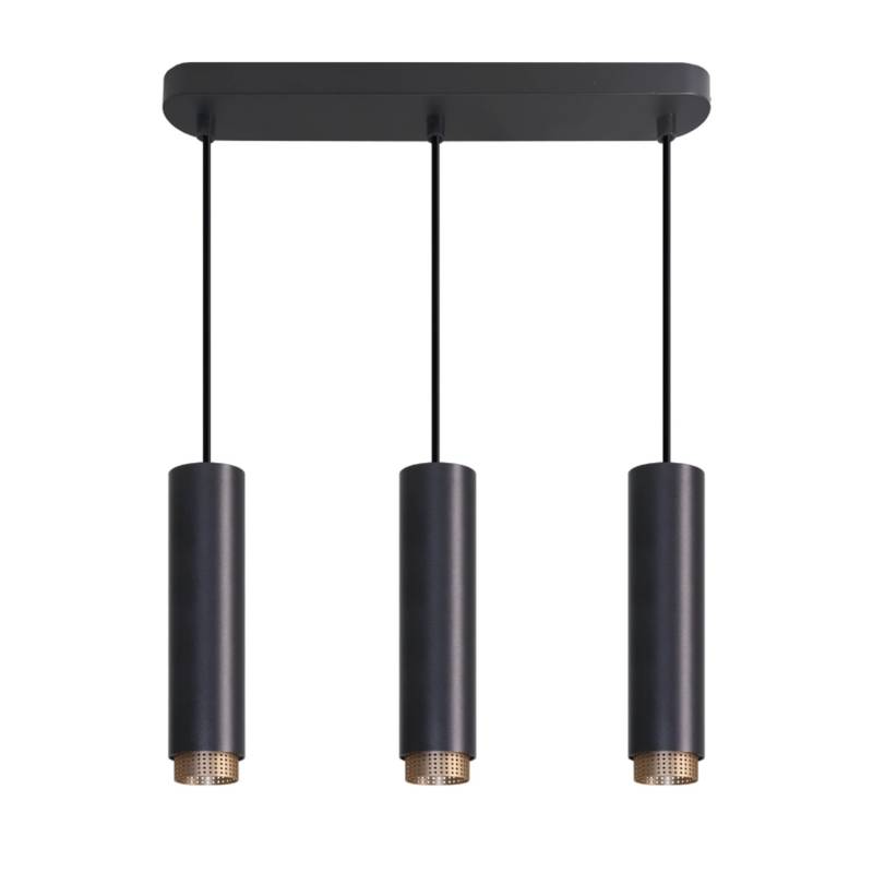 LUXULA Pendelleuchte 3-Flammig E27 Hängelampe Design Spotleiste Schwarz Goldring Deckenleuchte Modern von LUXULA