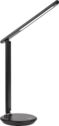 LUXULA Schreibtischlampe dimmbare LED Tischleuchte - Warmweiß Neutralweiß Kaltweiß einstellbar - Nachttischlampe mit Netzstecker - schwarz von LUXULA