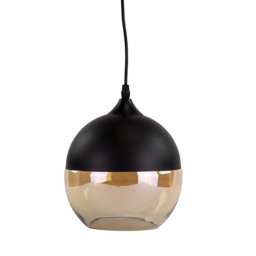 LUXULA elegante Pendelleuchte aus Glas - Schwarz und Bernstein-Farben - E27 Fassung - 1m Kabel - kugelförmig - modern Design Hängeleuchte Hängelampe LUXULA elegante Pendelleuchte aus Glas - Schwarz und Bernstein-Farben - E27 Fassung - 1m Kabel - kugelförmig - modern Design Hängeleuchte Hängelampe von LUXULA