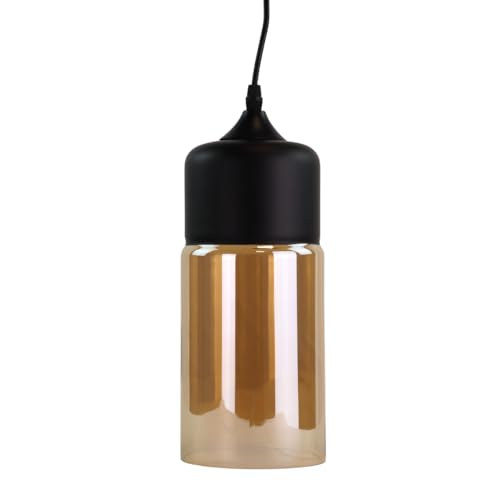 LUXULA elegante Pendelleuchte aus Glas - Schwarz und Bernstein-Farben - E27 Fassung - 1m Kabel - zylindrisch - modern Design Hängeleuchte Hängelampe LUXULA elegante Pendelleuchte aus Glas - Schwarz und Bernstein-Farben - E27 Fassung - 1m Kabel - zylindrisch - modern Design Hängeleuchte Hängelampe von LUXULA