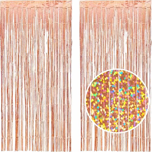 LUXURALS Lametta Vorhang Roségold mit Glitzer, 2 Stück 1x2m, Party Vorhang oder Fotohintergrund für Partys Glitzervorhang Lametta Gold Folien Fransen Babyshowerparty Deko Babyparty Baby Shower Deko LUXURALS Lametta Vorhang Roségold mit Glitzer, 2 Stück 1x2m, Party Vorhang oder Fotohintergrund für Partys Glitzervorhang Lametta Gold Folien Fransen Babyshowerparty Deko Babyparty Baby Shower Deko von LUXURALS