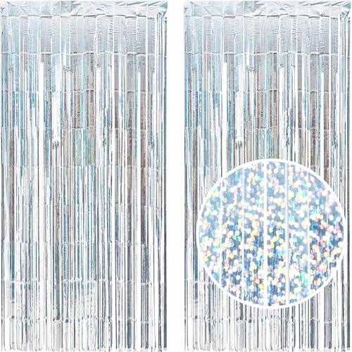 LUXURALS Lametta Vorhang Silber mit Glitzer, 2 Stück 1x2m, Party Vorhang oder Fotohintergrund für Partys Glitzervorhang Lametta Gold Folien Fransen Babyshowerparty Deko Babyparty Baby Shower Deko LUXURALS Lametta Vorhang Silber mit Glitzer, 2 Stück 1x2m, Party Vorhang oder Fotohintergrund für Partys Glitzervorhang Lametta Gold Folien Fransen Babyshowerparty Deko Babyparty Baby Shower Deko von LUXURALS