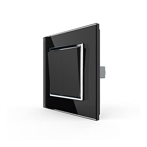 LIVOLO 2 Gang Wipp Wechselschalter schwarz VL-C7-K2S-12+VL-C7-SR-12 Chrom Kipp schalter zwei Fach inklusive Glasblende hochwertige Qualität Lichtschalter von Luxus-Time