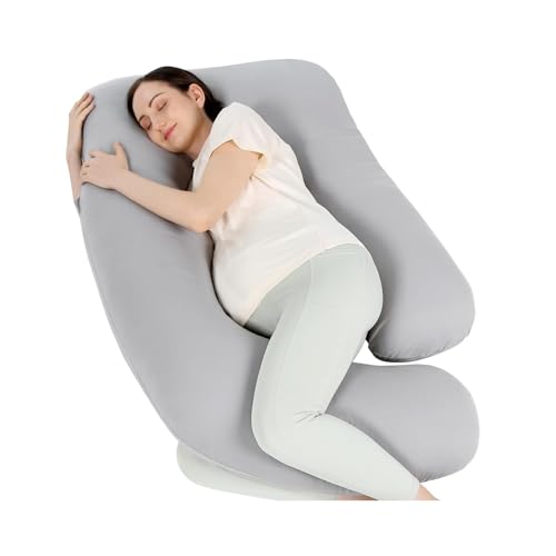Luxus 12ft J-förmiges Schwangerschaftskissen – Seitenschlaf, Bauch- und Hüftschmerzlinderung, Stillunterstützung, Hypoallergenes Körperkissen für werdende und frischgebackene Mütter (Sliber) von LUXUS WOHNKULTUR