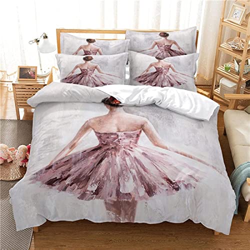 LUYAPOND Bettwäsche 135x200 Ballerina Tänzerin Bettwäsche Set für Kinder, Schließung Weich Atmungsaktive Mikrofaser Bettbezüge, 1 Bettbezug mit Reißverschluss + 1 Kissenbezug 80x80 cm von LUYAPOND
