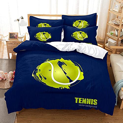 LUYAPOND Bettwäsche 135x200 Blaues Tennis Flauschig und Weich Mikrofaser bettbezug Set - 1 Bettbezüge mit 1 Kissenbezug 80x80 cm für Kinder Jugendliche von LUYAPOND