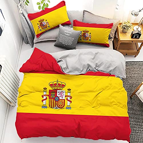 LUYAPOND Bettwäsche 135x200 Spanische Flagge Bettwäsche Set für Kinder, Mikrofaser Bettbezüge, 1 Bettbezug mit Reißverschluss + 1 Kissenbezug 80x80 cm von LUYAPOND