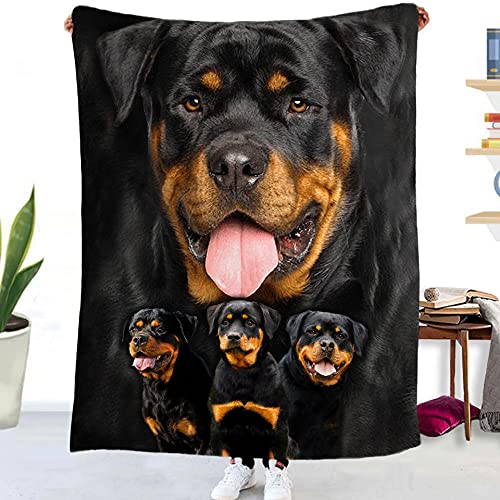 Kuscheldecke Flauschig Rottweiler Motiv 130x150, Flanell Fleecedecke Sofadecke Blanket, Hochwertige Wohndecke, Weich Warme Decke für Erwachsene und Kinder Jugendliche von LUYAPOND