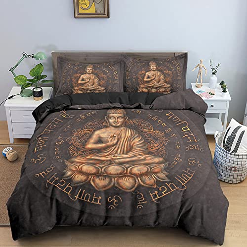 LUYAPOND Bettwäsche 135x200 Buddha Flauschig und Weich Mikrofaser bettbezug Set - 1 Bettbezüge mit 1 Kissenbezug 80x80 cm für Kinder Jugendliche von LUYAPOND