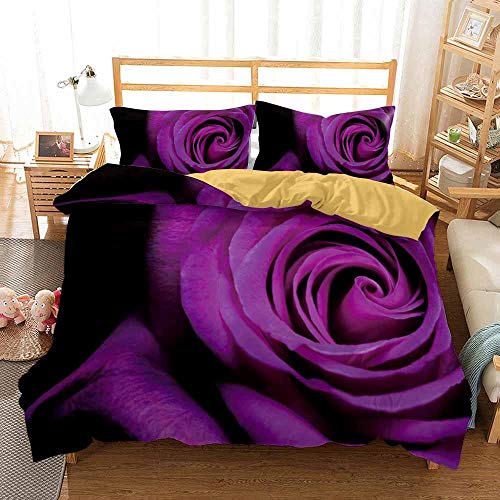 LUYAPOND Bettwäsche 135x200 Lila Rose Flauschig und Weich Mikrofaser bettbezug Set - 1 Bettbezüge mit 1 Kissenbezug 80x80 cm für Kinder Jugendliche von LUYAPOND