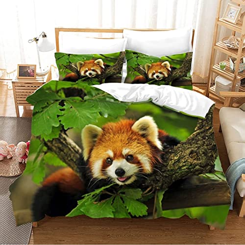 LUYAPOND Bettwäsche 155x220 Roter Panda Bettwäsche Set, Schließung Weich Atmungsaktive Mikrofaser Bettbezüge, 1 Bettbezug mit Reißverschluss + 2 Kissenbezug 80x80 cm von LUYAPOND