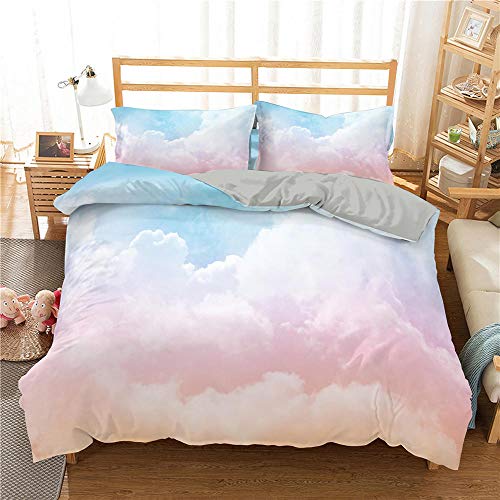 LUYAPOND Bettwäsche 200x220 Farbverlauf Rosa Wolken Flauschig und Weich Mikrofaser Bettbezug Set - 1 Bettbezüge mit 2 Kissenbezug 80x80 cm von LUYAPOND