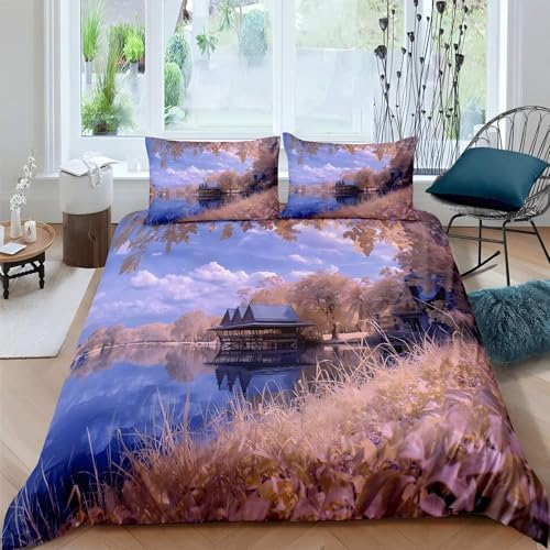 LUYAPOND Cottage mit Blick auf den See Bettwäsche 135x200 Herbst Bettbezug 135 x 200 2 Teilig, Schließung Weich Atmungsaktive Mikrofaser Bettwäsche-Sets mit Reißverschluss und 1 Kissenbezug 80x80 cm LUYAPOND Cottage mit Blick auf den See Bettwäsche 135x200 Herbst Bettbezug 135 x 200 2 Teilig, Schließung Weich Atmungsaktive Mikrofaser Bettwäsche-Sets mit Reißverschluss und 1 Kissenbezug 80x80 cm von LUYAPOND