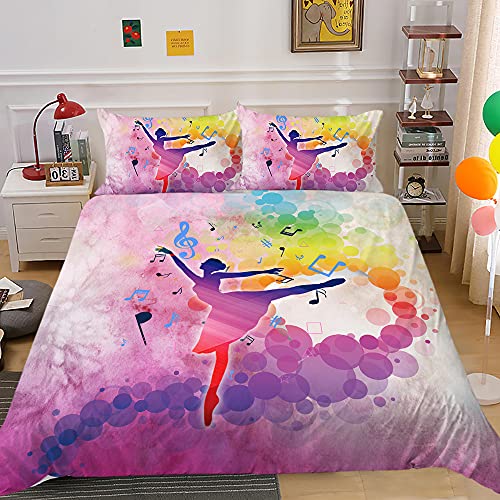 LUYAPOND Farbballett Bettwäsche 135x200 Musik Bettbezug 135 x 200 2 Teilig, Schließung Weich Atmungsaktive Mikrofaser Bettwäsche-Sets mit Reißverschluss und 1 Kissenbezug 80x80 cm von LUYAPOND