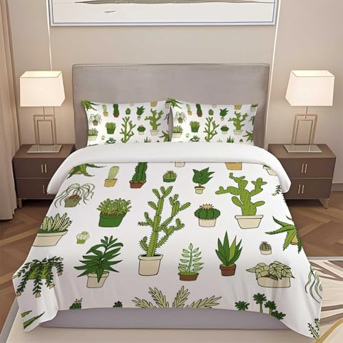 LUYAPOND Kaktus Bettwäsche 200x220 Topfpflanze Bettbezug 200 x 220 3 Teilig, Schließung Weich Atmungsaktive Mikrofaser Bettwäsche-Sets mit Reißverschluss und 1 Kissenbezug 80x80 cm LUYAPOND Kaktus Bettwäsche 200x220 Topfpflanze Bettbezug 200 x 220 3 Teilig, Schließung Weich Atmungsaktive Mikrofaser Bettwäsche-Sets mit Reißverschluss und 1 Kissenbezug 80x80 cm von LUYAPOND