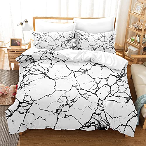 LUYAPOND Marmor Bettwäsche 135x200 Crack Bettbezug 135 x 200 2 Teilig, Schließung Weich Atmungsaktive Mikrofaser Bettwäsche-Sets mit Reißverschluss und 1 Kissenbezug 80x80 cm von LUYAPOND