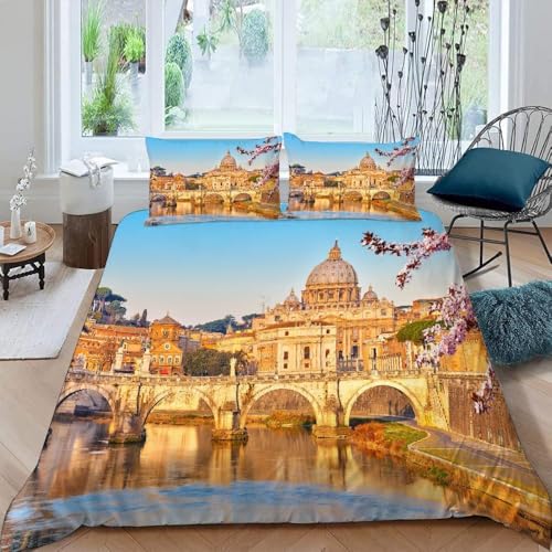 LUYAPOND Rom Bettwäsche 135x200 Gebäude Bettbezug 135 x 200 2 Teilig, Schließung Weich Atmungsaktive Mikrofaser Bettwäsche-Sets mit Reißverschluss und 1 Kissenbezug 80x80 cm LUYAPOND Rom Bettwäsche 135x200 Gebäude Bettbezug 135 x 200 2 Teilig, Schließung Weich Atmungsaktive Mikrofaser Bettwäsche-Sets mit Reißverschluss und 1 Kissenbezug 80x80 cm von LUYAPOND