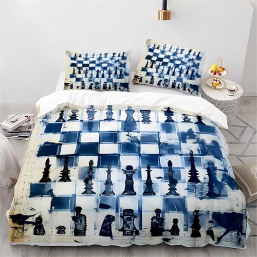 LUYAPOND Schach Bettwäsche 135x200 Weiß-Blau Bettbezug 135 x 200 2 Teilig, Schließung Weich Atmungsaktive Mikrofaser Bettwäsche-Sets mit Reißverschluss und 1 Kissenbezug 80x80 cm LUYAPOND Schach Bettwäsche 135x200 Weiß-Blau Bettbezug 135 x 200 2 Teilig, Schließung Weich Atmungsaktive Mikrofaser Bettwäsche-Sets mit Reißverschluss und 1 Kissenbezug 80x80 cm von LUYAPOND