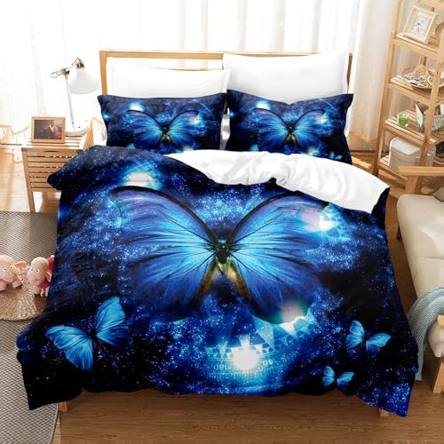 LUYAPOND Schmetterling Bettwäsche 135x200 Blau Bettbezug 135 x 200 2 Teilig, Schließung Weich Atmungsaktive Mikrofaser Bettwäsche-Sets mit Reißverschluss und 1 Kissenbezug 80x80 cm LUYAPOND Schmetterling Bettwäsche 135x200 Blau Bettbezug 135 x 200 2 Teilig, Schließung Weich Atmungsaktive Mikrofaser Bettwäsche-Sets mit Reißverschluss und 1 Kissenbezug 80x80 cm von LUYAPOND
