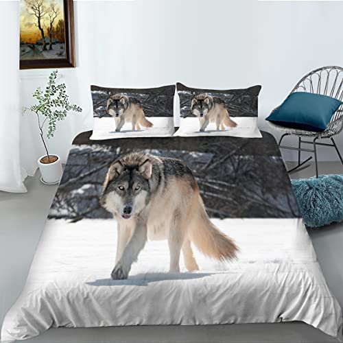 LUYAPOND Schneefeld Bettwäsche 135x200 Wolf Bettbezug 135 x 200 2 Teilig, Schließung Weich Atmungsaktive Mikrofaser Bettwäsche-Sets mit Reißverschluss und 1 Kissenbezug 80x80 cm LUYAPOND Schneefeld Bettwäsche 135x200 Wolf Bettbezug 135 x 200 2 Teilig, Schließung Weich Atmungsaktive Mikrofaser Bettwäsche-Sets mit Reißverschluss und 1 Kissenbezug 80x80 cm von LUYAPOND