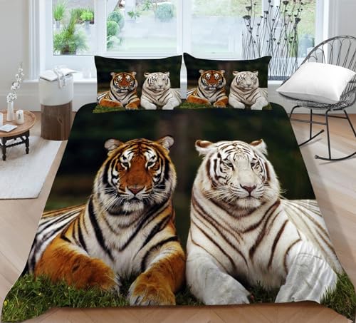 LUYAPOND Sibirischer Tiger Bettwäsche 135x200 Weißer Tiger Bettbezug 135 x 200 2 Teilig, Schließung Weich Atmungsaktive Mikrofaser Bettwäsche-Sets mit Reißverschluss und 1 Kissenbezug 80x80 cm LUYAPOND Sibirischer Tiger Bettwäsche 135x200 Weißer Tiger Bettbezug 135 x 200 2 Teilig, Schließung Weich Atmungsaktive Mikrofaser Bettwäsche-Sets mit Reißverschluss und 1 Kissenbezug 80x80 cm von LUYAPOND