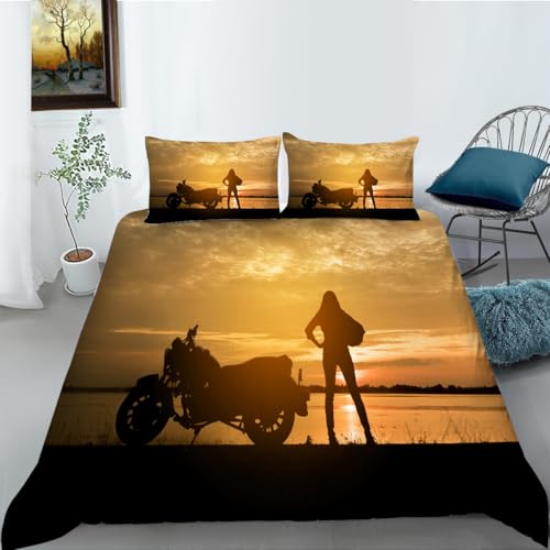 LUYAPOND Sunset Motorrad Bettwäsche 135x200 Freie Romantik Bettbezug 135 x 200 2 Teilig, Schließung Weich Atmungsaktive Mikrofaser Bettwäsche-Sets mit Reißverschluss und 1 Kissenbezug 80x80 cm LUYAPOND Sunset Motorrad Bettwäsche 135x200 Freie Romantik Bettbezug 135 x 200 2 Teilig, Schließung Weich Atmungsaktive Mikrofaser Bettwäsche-Sets mit Reißverschluss und 1 Kissenbezug 80x80 cm von LUYAPOND