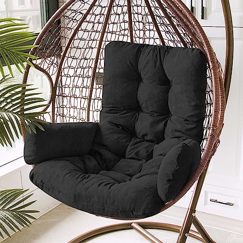 LUYAYW Hängesessel Kissen, Garten Polster, Auflage für Hängeschaukel, Hängekorb Sitzkissen, Waschbar Schaukelstuhl Sitzkissen Hängestuhl Sitzauflage(Schwarz) von LUYAYW