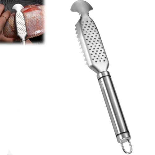 LUYJWZN 2-In-1 Stainless Steel Fish Scaler + Ginger Grater, 9 Inch Multifunctional Fish Scaler Remover, Multifunctional Fishs Scale Scraping Tool for Home Market Restaurant (1pcs) von LUYJWZN