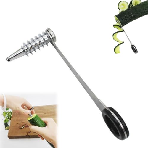 LUYJWZN Piranha Spiral Cutting Machine, Piranha Spiral Cutter, Stainless Steel Cutter for Veggies, Portable and Creativity Cucumber Potato Carrot Slicer (1pcs) von LUYJWZN