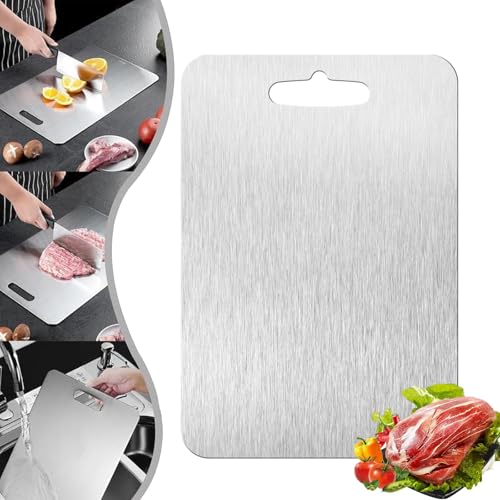 LUYJWZN Titanium Cutting Boards, Cutting Board 100% Pure Titanium, Upgrade Double Sided Food-Grade Titanium Board, Titanium Cutting Board for Home Kitchen Cookin, Fruits and Vegetables (30 * 20cm) von LUYJWZN