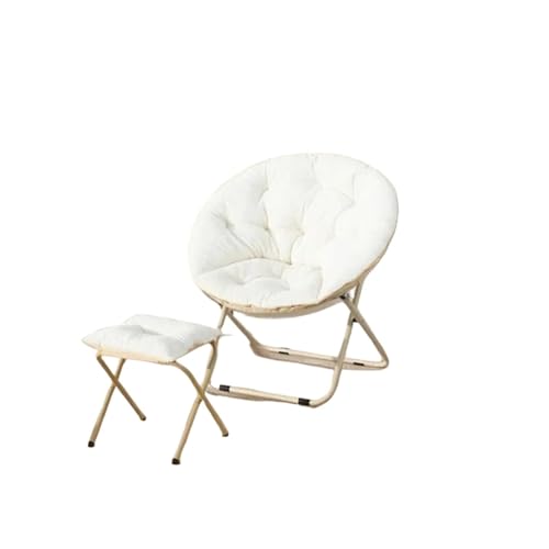 Kissen Für Hängesessel Bequemer Untertassenstuhl aus Kunstfell, runder, klappbarer Loungesessel for das Wohnzimmer, flexible Sitzgelegenheiten for Erwachsene, große Mondform, dekorativ(White) von LUYSGBXR