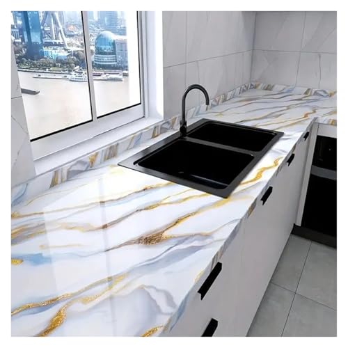LUYSGBXR 60 cm Marmortapete – selbstklebendes, wasserfestes, ölbeständiges Vinyl for Küchenarbeitsplatten, Schränke und Herdrückwände(Color-07,1mx40cm) von LUYSGBXR
